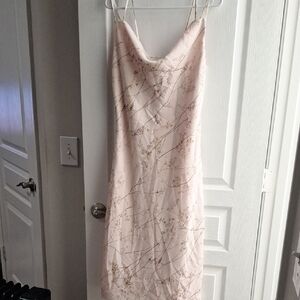New York & Company Blush Floral Midi Dress With Sequins